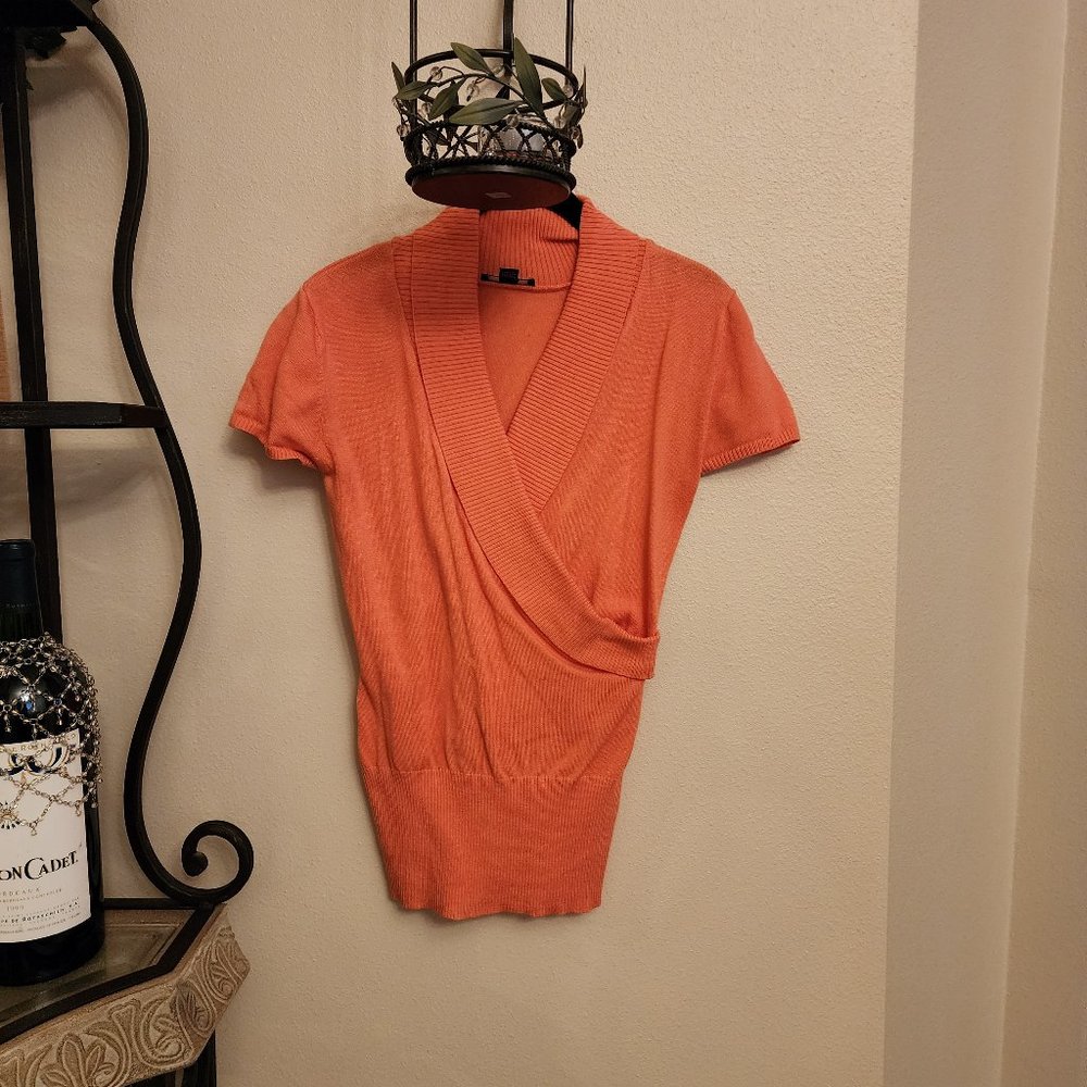 BCX V-Neck Short Sleeve Sweater - Peach